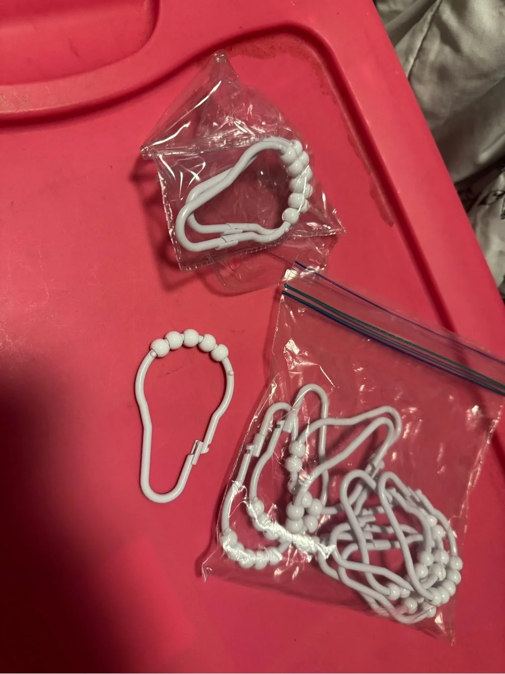 White Kids Beaded Shower Curtain Hooks - Set of 12